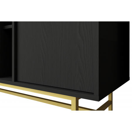 Komoda loft TALLY  3-drzwiowa 160 cm czarny mat, stelaż złoty metal